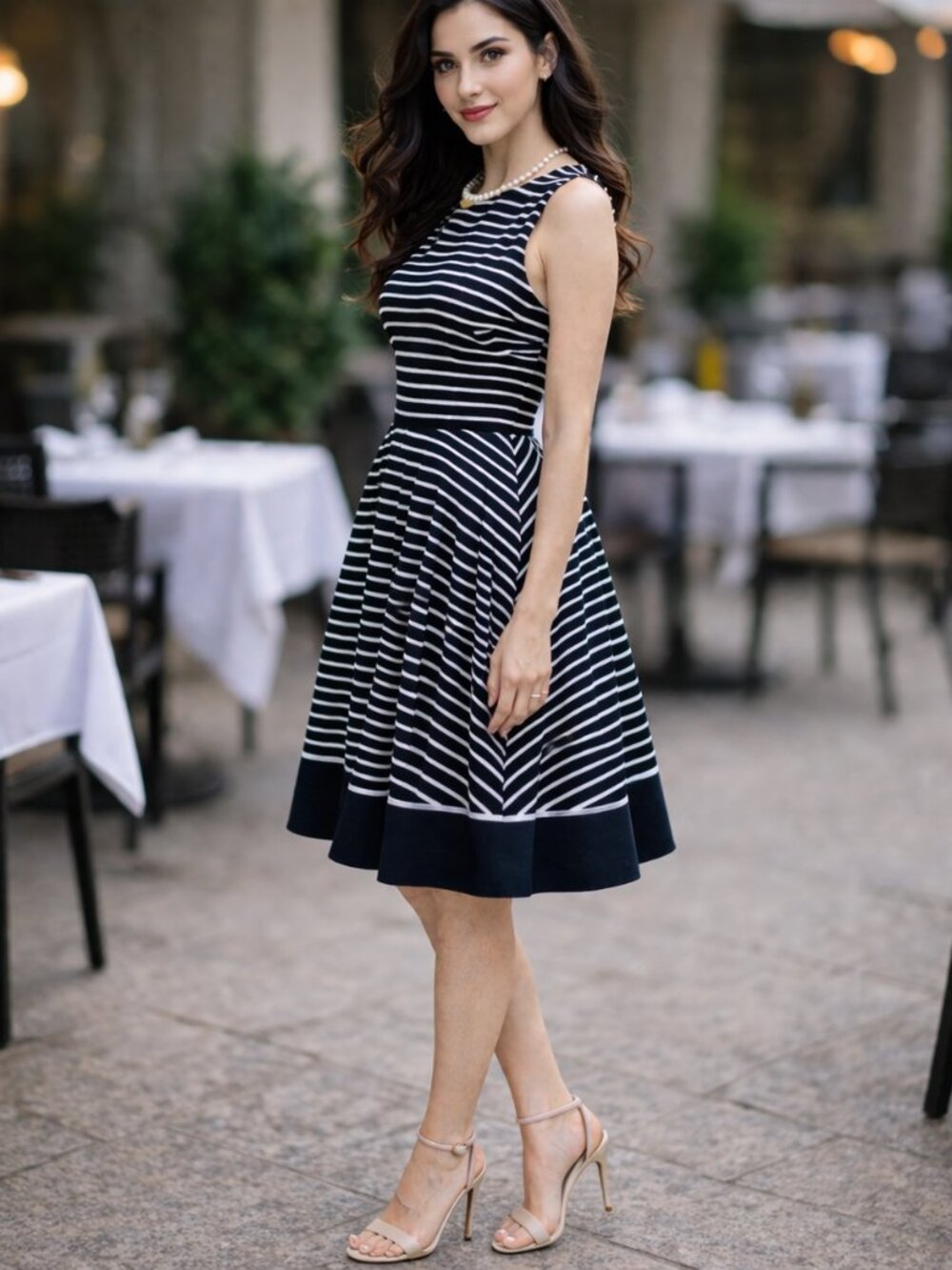 Kate Spade - striped ponte fit & flare dress - size 4